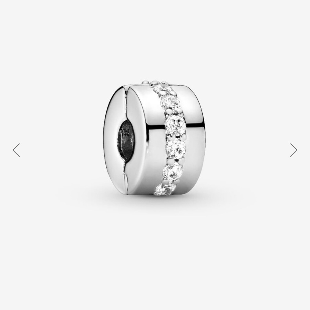 Pandora Silver Bracelet Charm with Clear Crystals